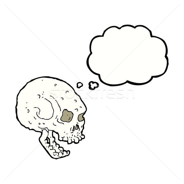 Stock photo: cartoon spooky skull with thought bubble