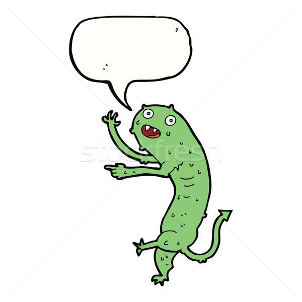 cartoon gross little monster with speech bubble Stock photo © lineartestpilot