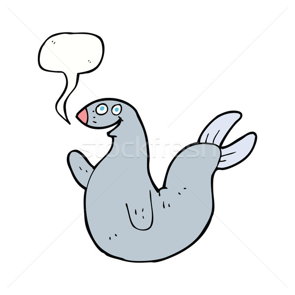 cartoon happy seal with speech bubble Stock photo © lineartestpilot