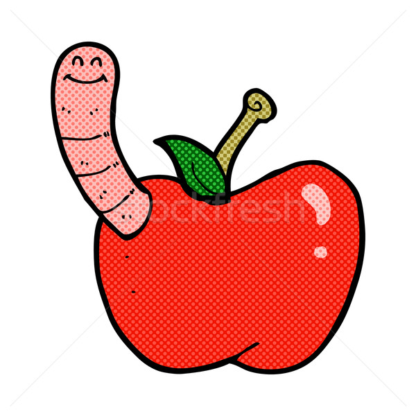 comic cartoon apple with worm Stock photo © lineartestpilot