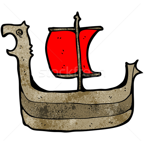 Viking navire cartoon bateau rétro dessin [[stock_photo]] © lineartestpilot