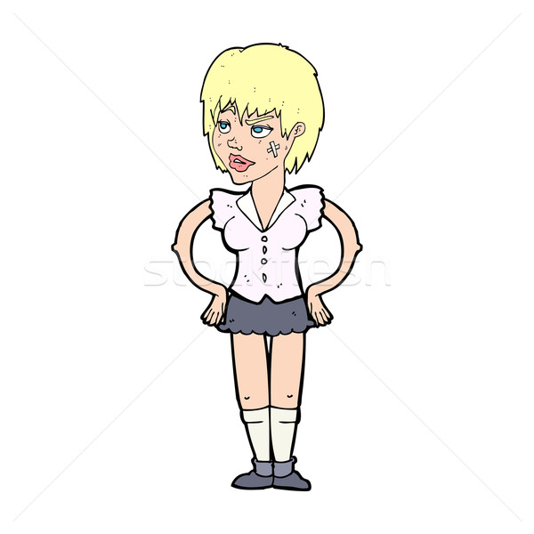 cartoon tough woman with hands on hips Stock photo © lineartestpilot