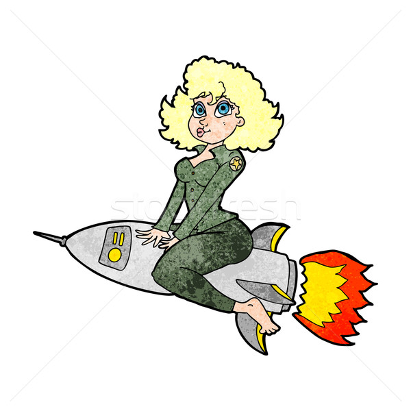 Stock photo: cartoon army pin up girl riding missile,]