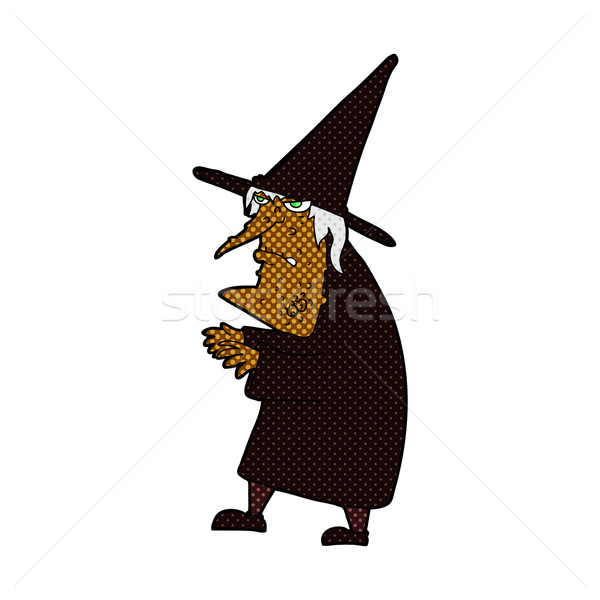 Cômico desenho animado feio velho bruxa retro Foto stock © lineartestpilot