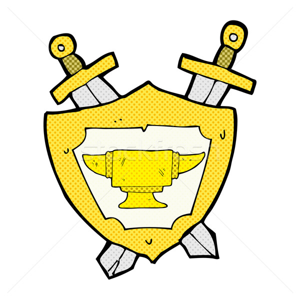 Képregény rajz kovács üllő heraldika szimbólum Stock fotó © lineartestpilot