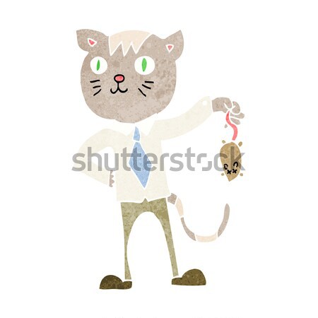 cartoon business cat with dead mouse with thought bubble Stock photo © lineartestpilot