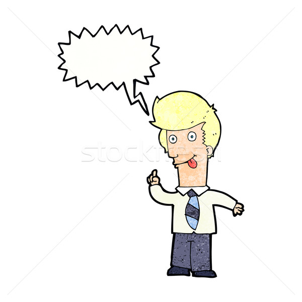 cartoon office man with crazy idea with speech bubble Stock photo © lineartestpilot
