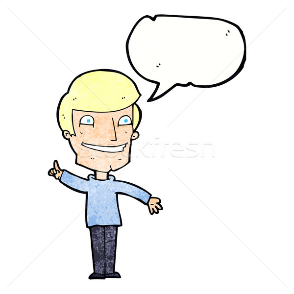 cartoon grinning man with idea with speech bubble Stock photo © lineartestpilot