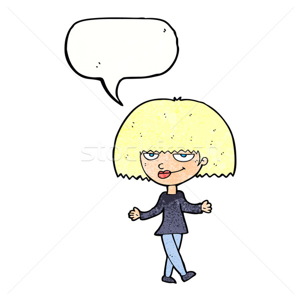 cartoon smug looking woman with speech bubble Stock photo © lineartestpilot