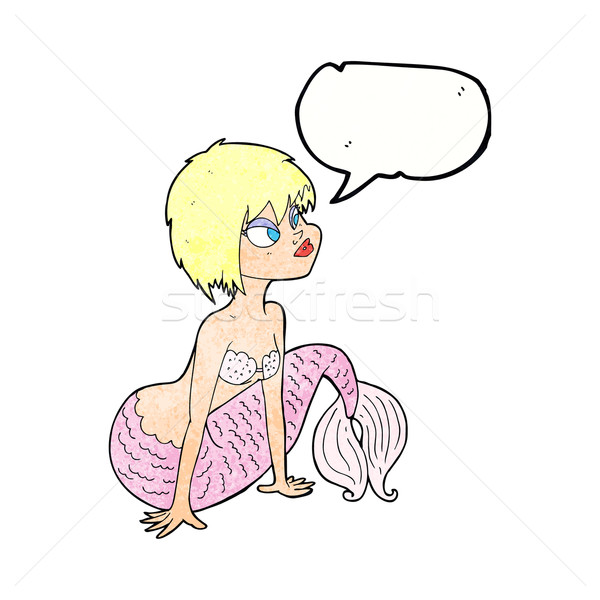 Desen animat destul de sirena bule de vorbire femeie mână Imagine de stoc © lineartestpilot