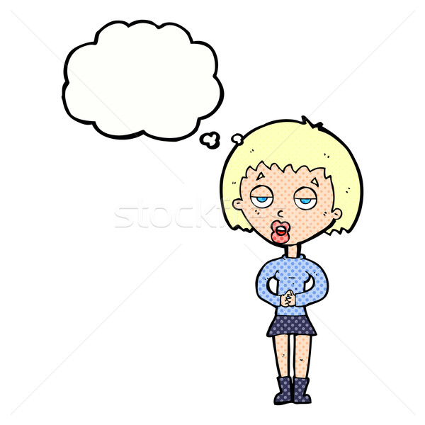 cartoon bored woman waiting with thought bubble Stock photo © lineartestpilot