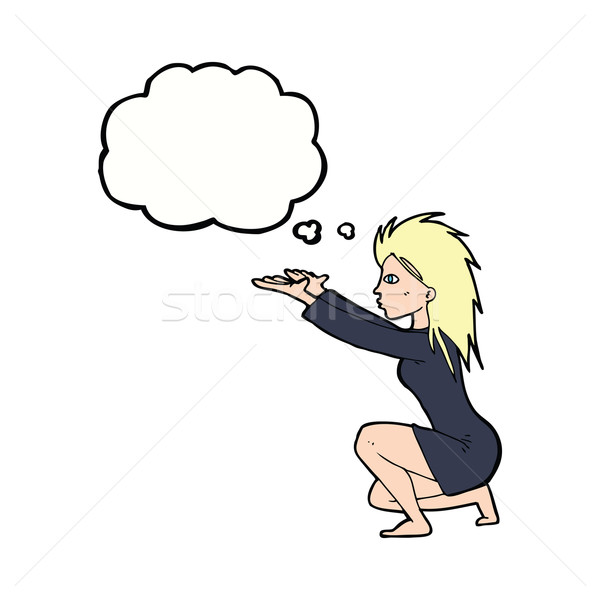 cartoon woman casting spel with thought bubble Stock photo © lineartestpilot