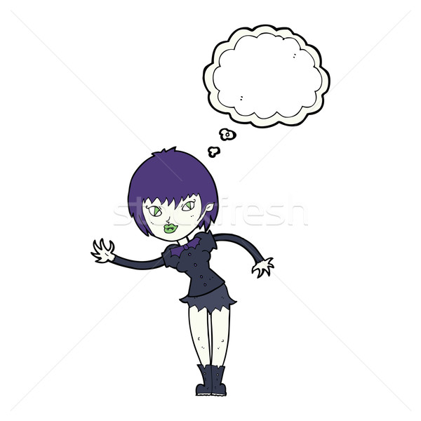 Cartoon vampier meisje gedachte bel vrouw hand Stockfoto © lineartestpilot