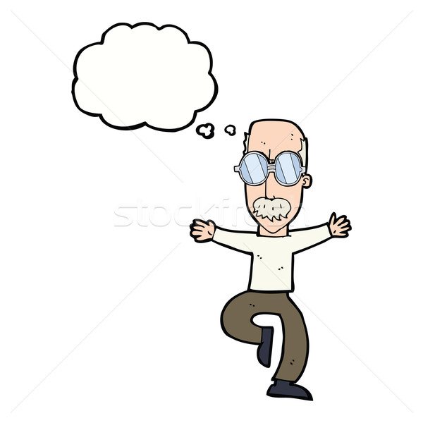 cartoon old man wearing big glasses with thought bubble Stock photo © lineartestpilot