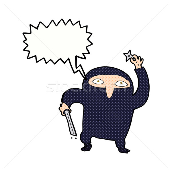 Karikatür ninja konuşma balonu el dizayn sanat Stok fotoğraf © lineartestpilot