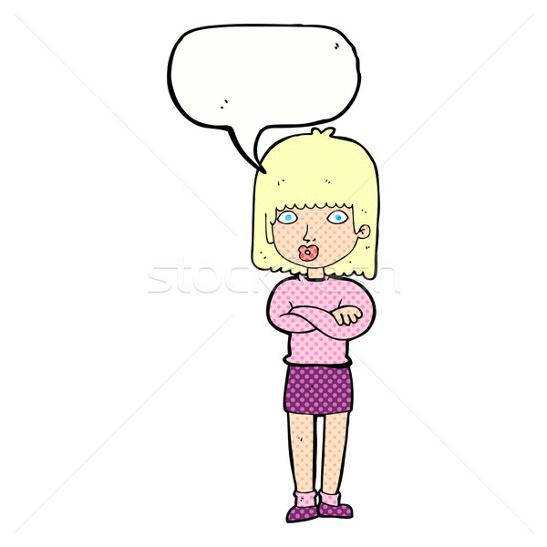 Karikatür sabırsız kadın konuşma balonu el dizayn Stok fotoğraf © lineartestpilot