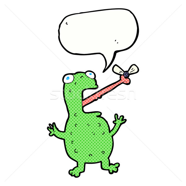 cartoon frog catching fly with speech bubble Stock photo © lineartestpilot