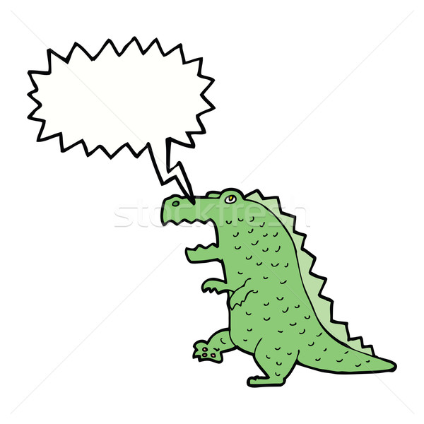 Cartoon динозавр речи пузырь стороны дизайна Crazy Сток-фото © lineartestpilot