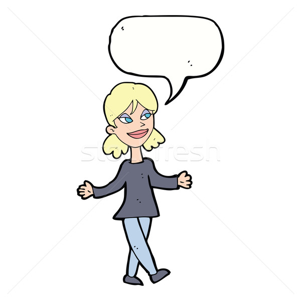 cartoon woman with no worries with speech bubble Stock photo © lineartestpilot
