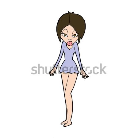 Stock photo: comic cartoon girl with crossed arms