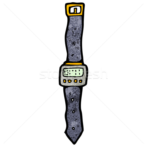 Karikatur digitalen Armbanduhr Kunst Retro Zeichnung Stock foto © lineartestpilot