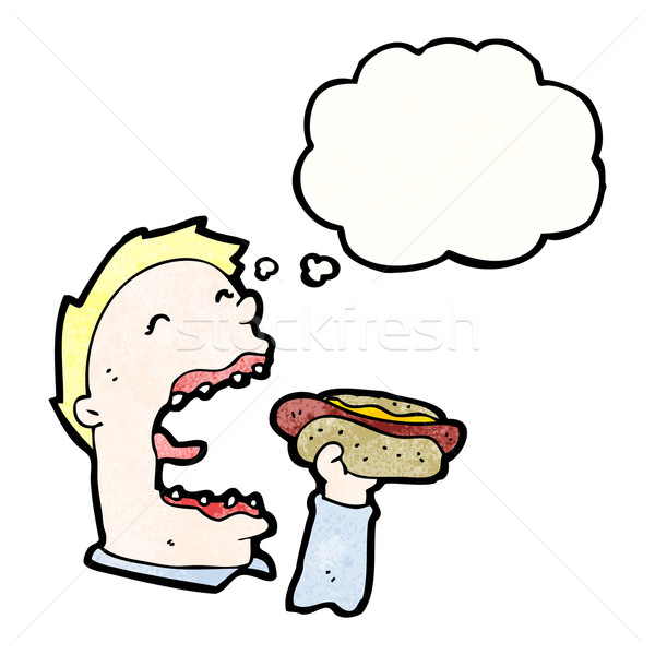 Desenho animado ganancioso homem alimentação retro Foto stock © lineartestpilot
