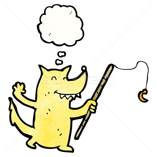 cartoon wolf with fishing rod Stock photo © lineartestpilot