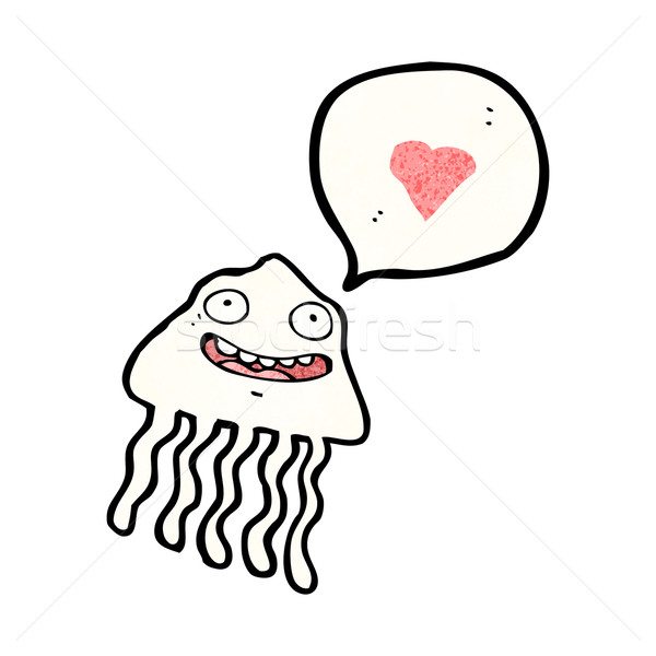 Rajz meduza szeretet szív retro úszik Stock fotó © lineartestpilot