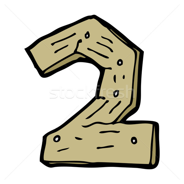 Stock photo: cartoon wooden number