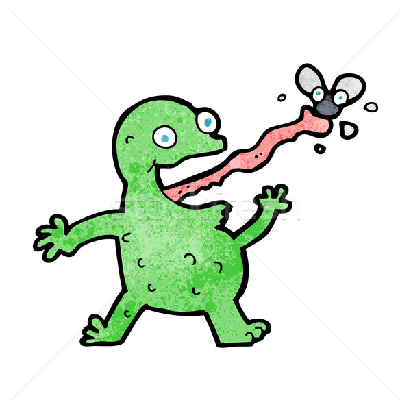 Stock photo: cartoon frog catching fly