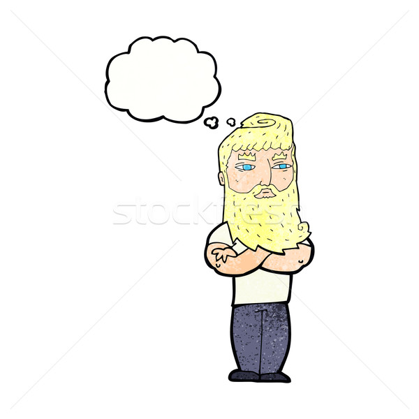 cartoon serious man with beard with thought bubble Stock photo © lineartestpilot