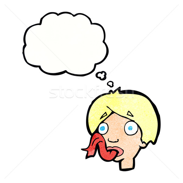 cartoon head sticking out tongue with thought bubble Stock photo © lineartestpilot