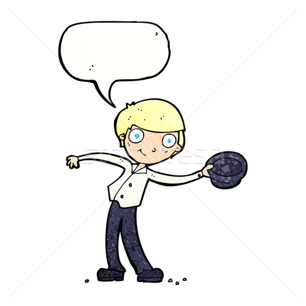 cartoon man tipping hat with speech bubble Stock photo © lineartestpilot