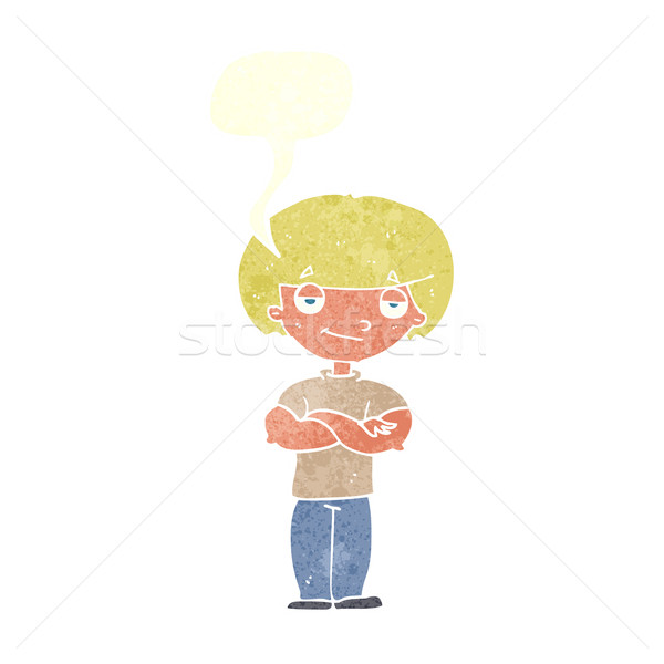 cartoon smug looking man with speech bubble Stock photo © lineartestpilot