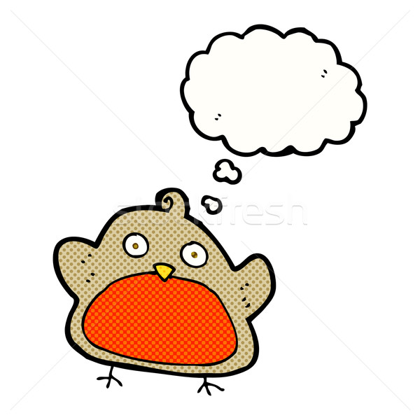 cartoon christmas robin with thought bubble Stock photo © lineartestpilot