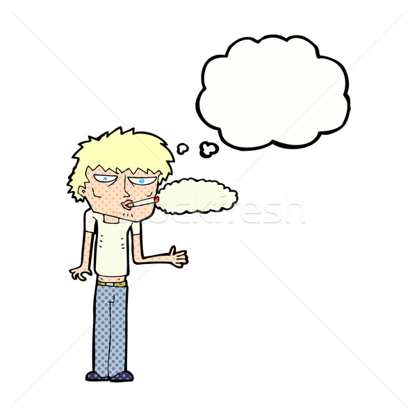 cartoon smoker with thought bubble Stock photo © lineartestpilot