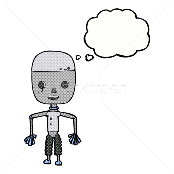 Desen animat robot bule gandire mână proiect nebun Imagine de stoc © lineartestpilot
