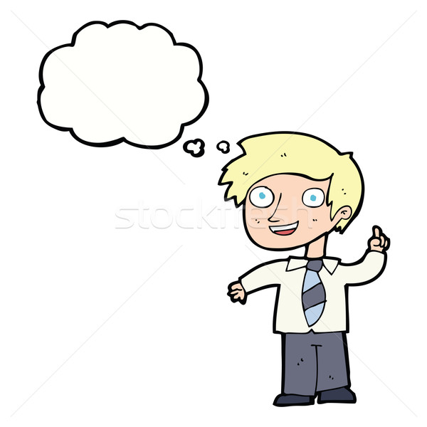 cartoon school boy with idea with thought bubble Stock photo © lineartestpilot