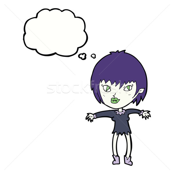 Desenho animado vampiro menina balão de pensamento mulher mão Foto stock © lineartestpilot