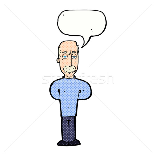 cartoon annoyed balding man with speech bubble Stock photo © lineartestpilot