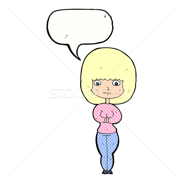Karikatür utangaç kadın konuşma balonu el dizayn Stok fotoğraf © lineartestpilot
