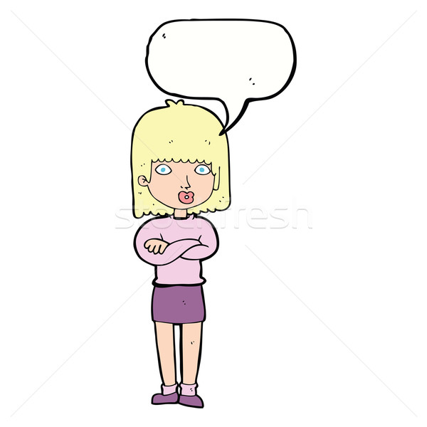 Karikatür sabırsız kadın konuşma balonu el dizayn Stok fotoğraf © lineartestpilot