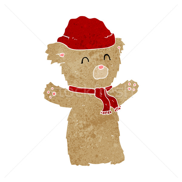 cartooon teddy bear in hat and scarf Stock photo © lineartestpilot