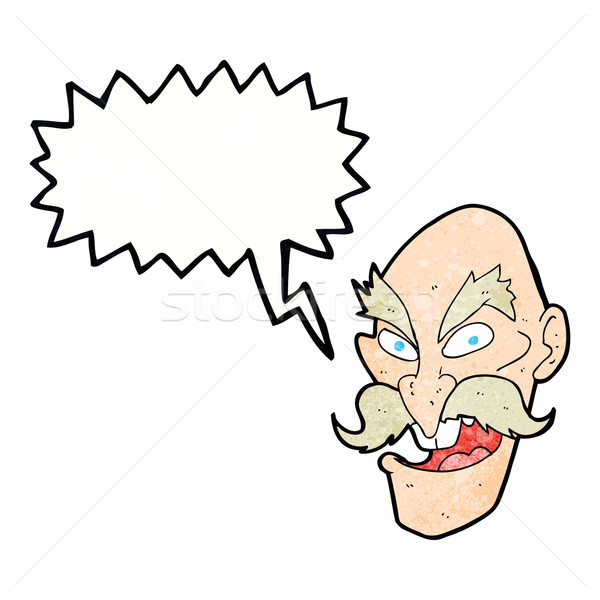 Cartoon mal vieillard visage bulle de pensée main [[stock_photo]] © lineartestpilot