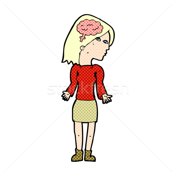комического Cartoon умный женщину Плечи ретро Сток-фото © lineartestpilot