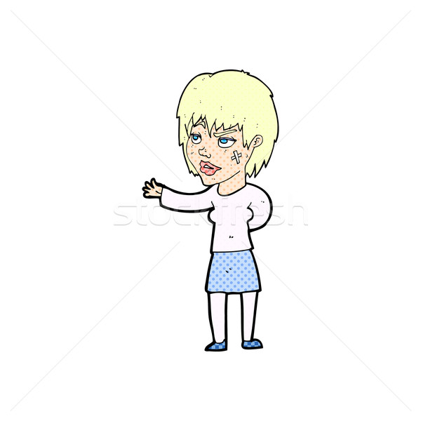 comic cartoon woman with sticking plaster on face Stock photo © lineartestpilot