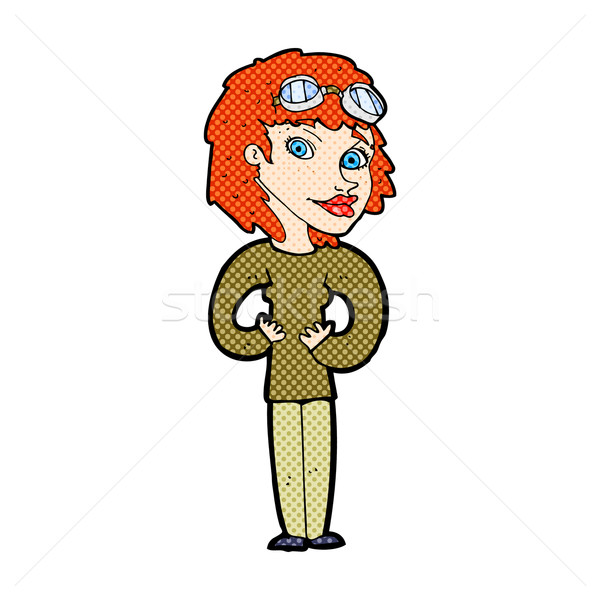 comic cartoon aviator woman Stock photo © lineartestpilot