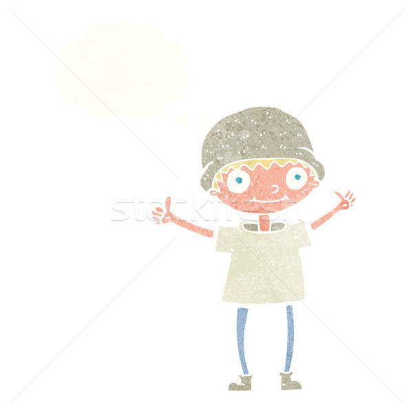 Cartoon chłopca pozytywne nastawienie bubble myśl strony człowiek Zdjęcia stock © lineartestpilot