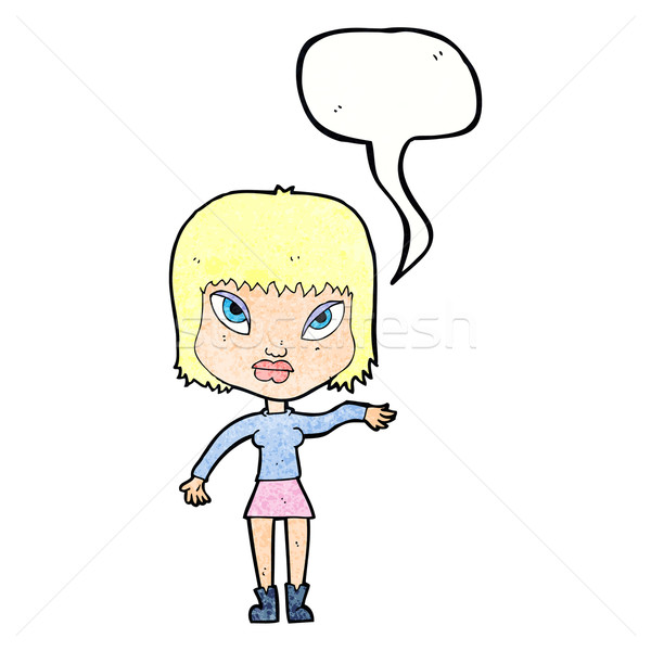 cartoon woman making gesture with speech bubble Stock photo © lineartestpilot