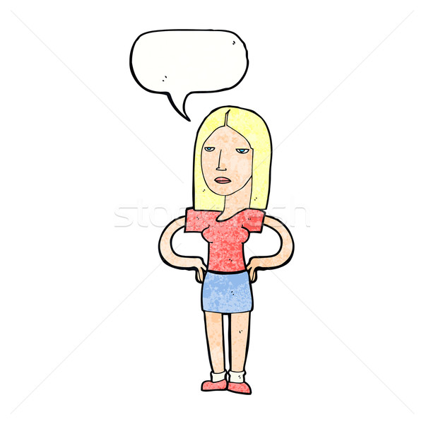 Cartoon женщину рук бедра речи пузырь стороны Сток-фото © lineartestpilot